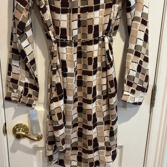 Geometric Patterned Shirt Dress L - Picture 7 of 7